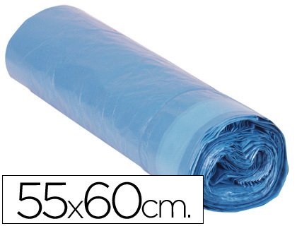 Bolsa basura doméstica azul cierra fácil 55x60 galga 120 rollo de 20 un